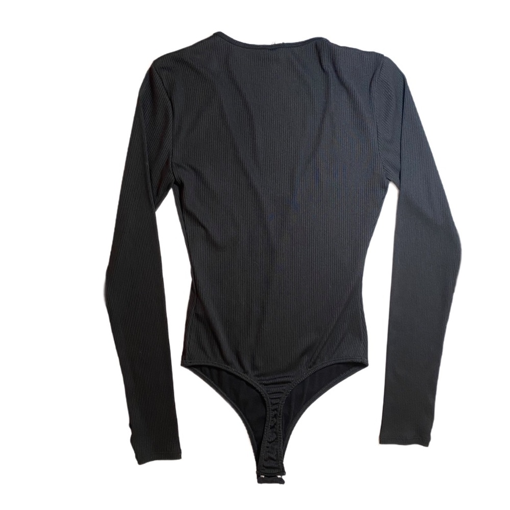 Free People Intimately Black Fitted Bodysuit With Long Sleeves Size XS - Picture 2 of 6